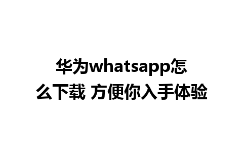 华为whatsapp怎么下载 方便你入手体验