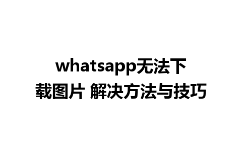 whatsapp无法下载图片 解决方法与技巧