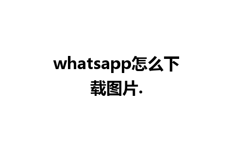 whatsapp怎么下载图片.